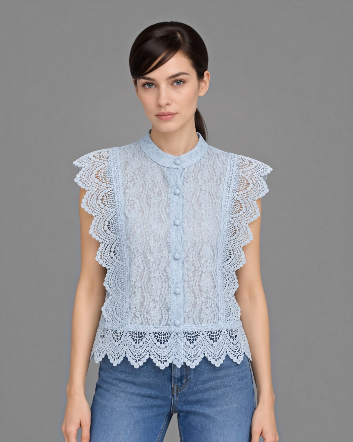 Buttondown Sleeveless Lace