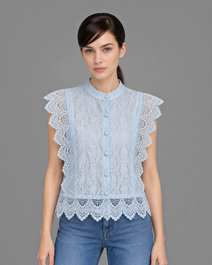 Buttondown Sleeveless Lace