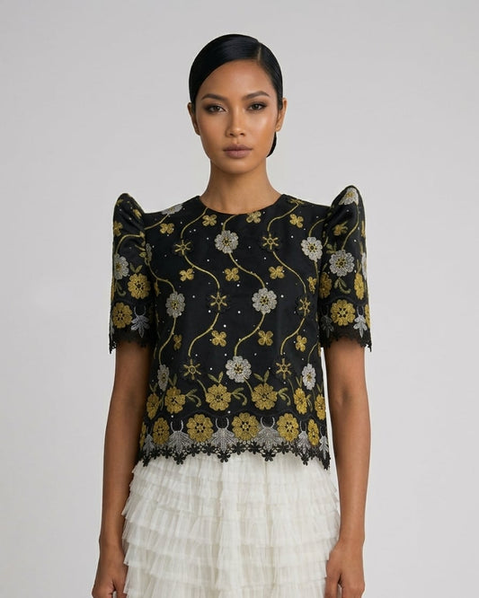 Applique Lace Roundneck Terno
