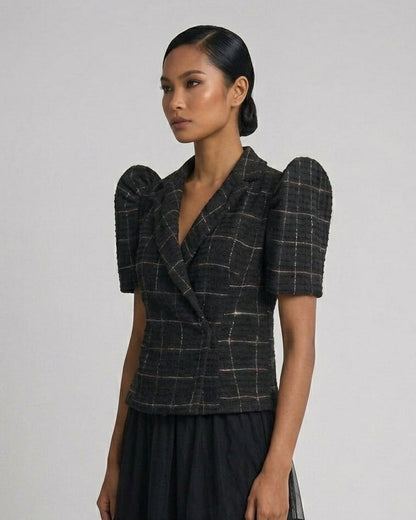 Checkered Wrap Blazer Terno