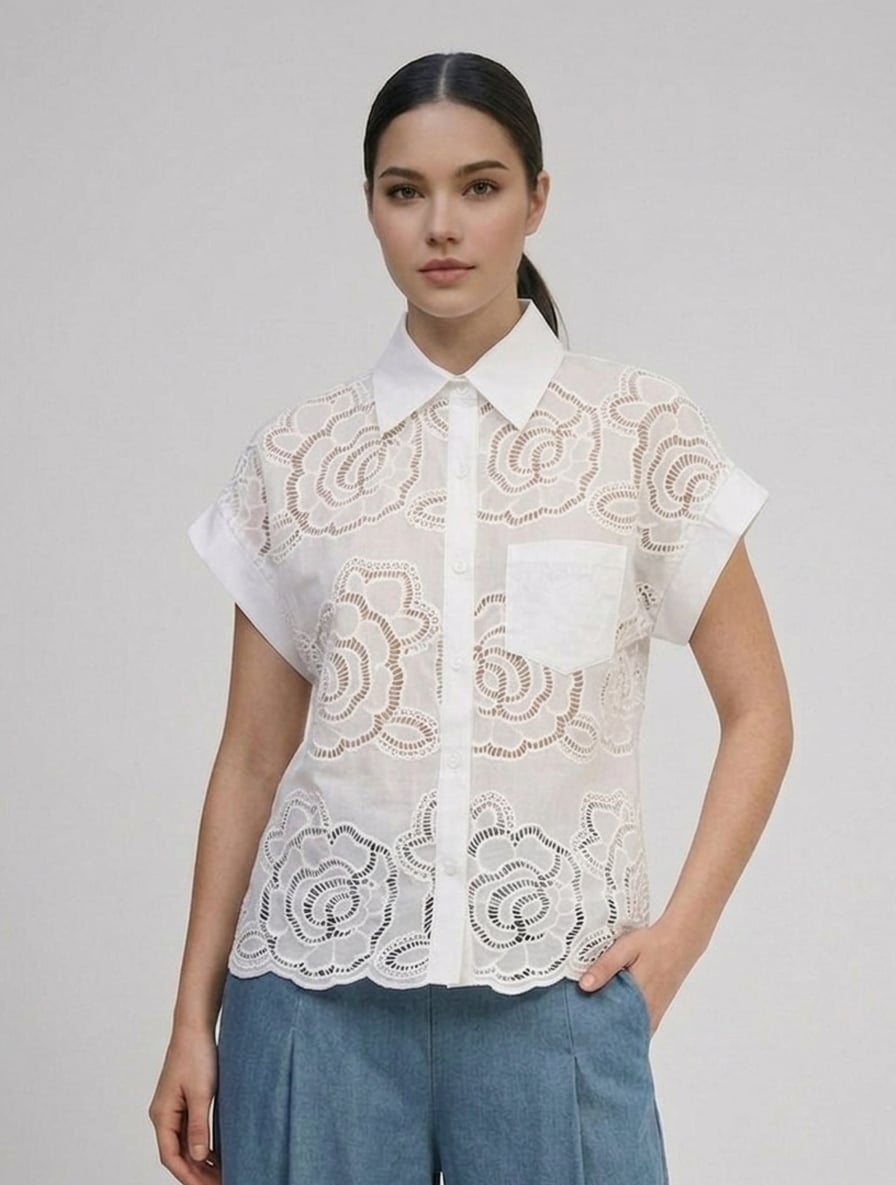 Buttondown Lace Top