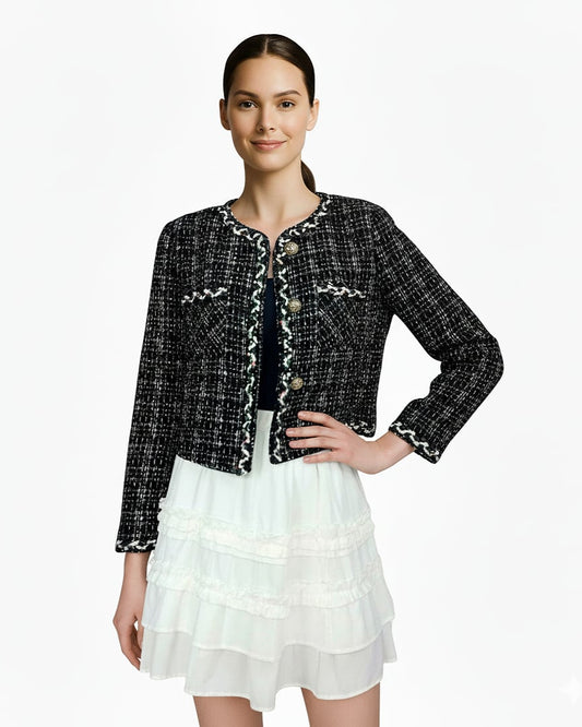 Check Tweed with Braided Piping
