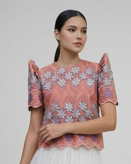 3D Lace Roundneck Terno Top