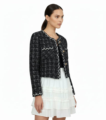 Check Tweed with Braided Piping