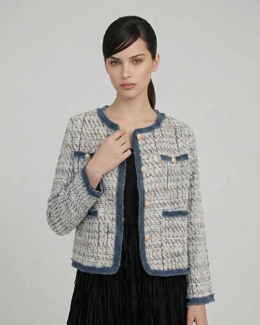 Tweed Jacket with Piping