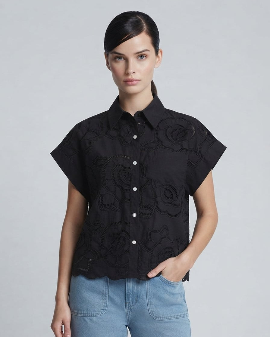 Buttondown Lace Top