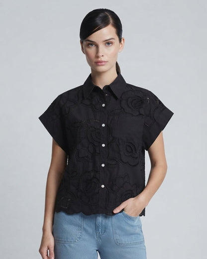 Buttondown Lace Top