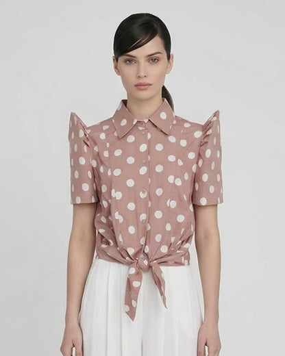 Big Dot Collared Buttondown Tie Front