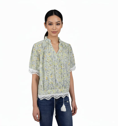 Floral Tie Front Eyelet