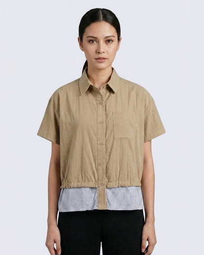 Buttondown with Stripe Hem