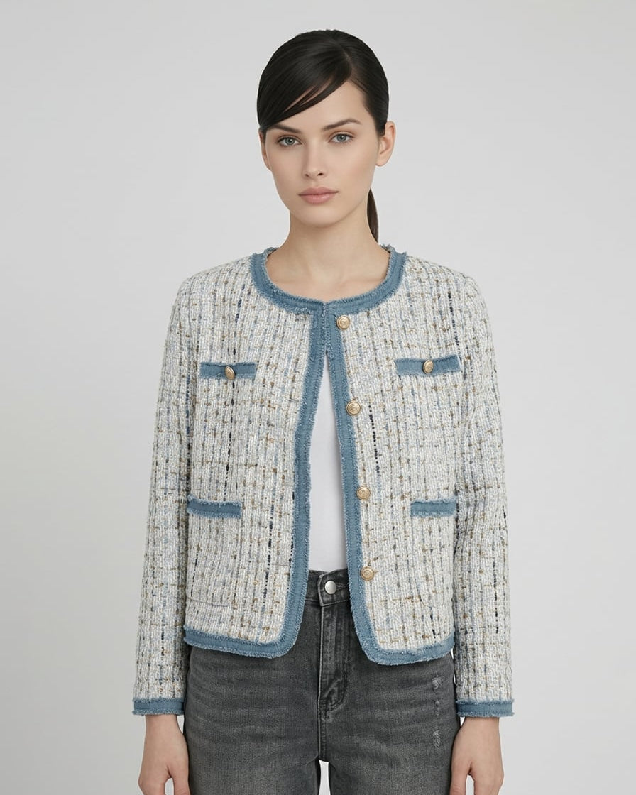 Tweed Jacket with Piping