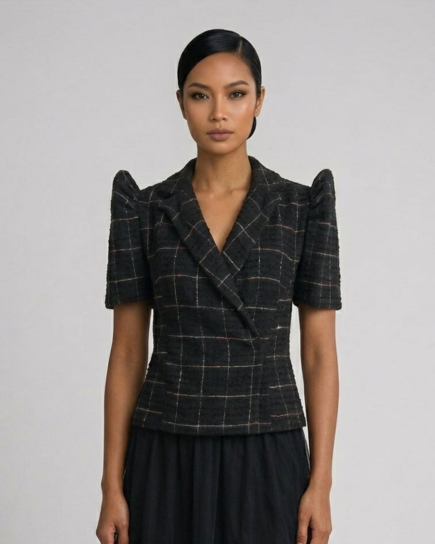 Checkered Wrap Blazer Terno