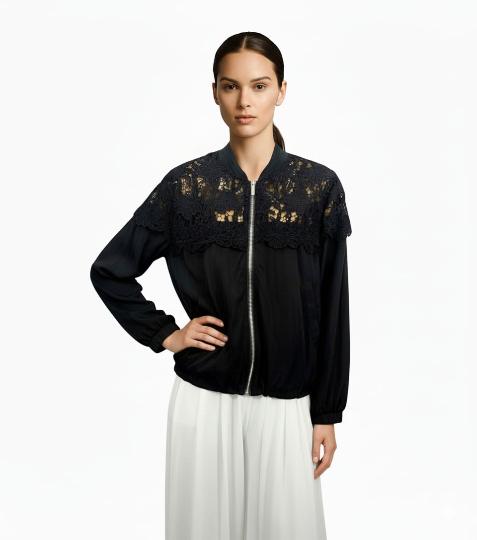 Zip Up Jacket with Lace
