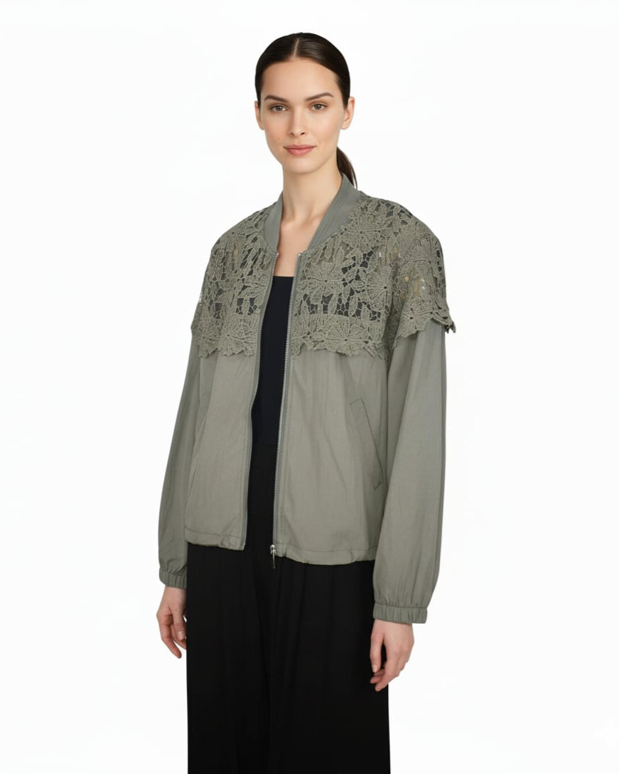 Zip Up Jacket with Lace