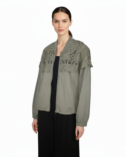 Zip Up Jacket with Lace