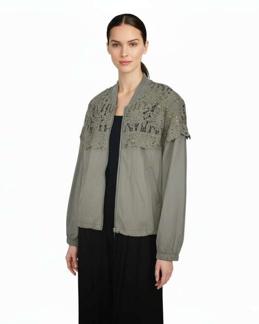 Zip Up Jacket with Lace