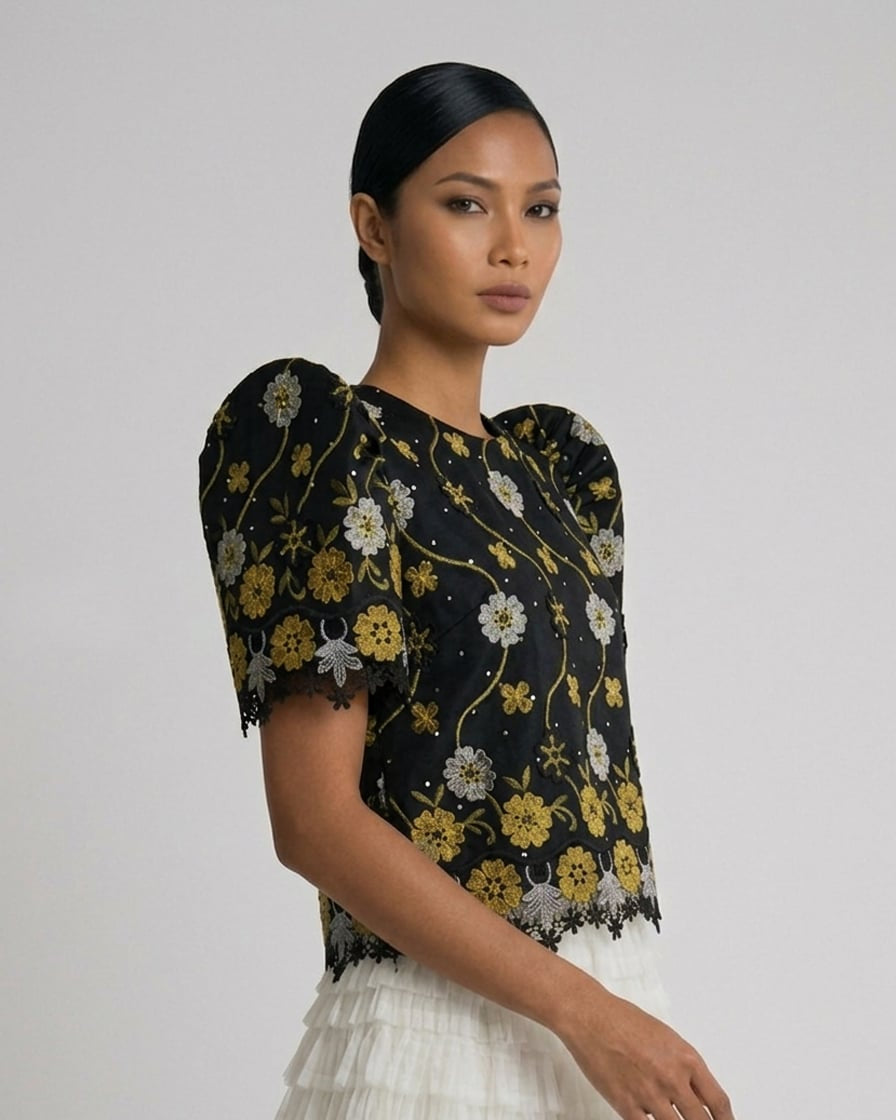 Applique Lace Roundneck Terno