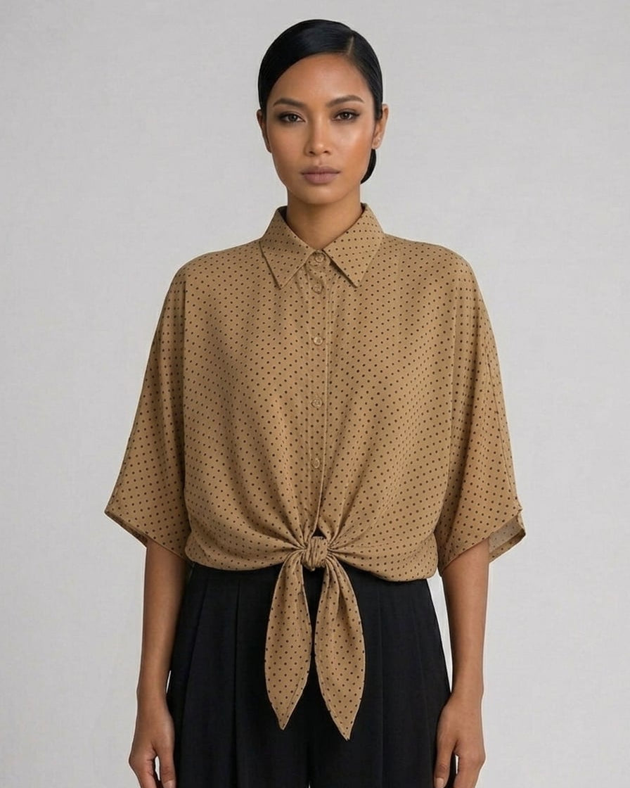 Dot Buttondown Tie Front