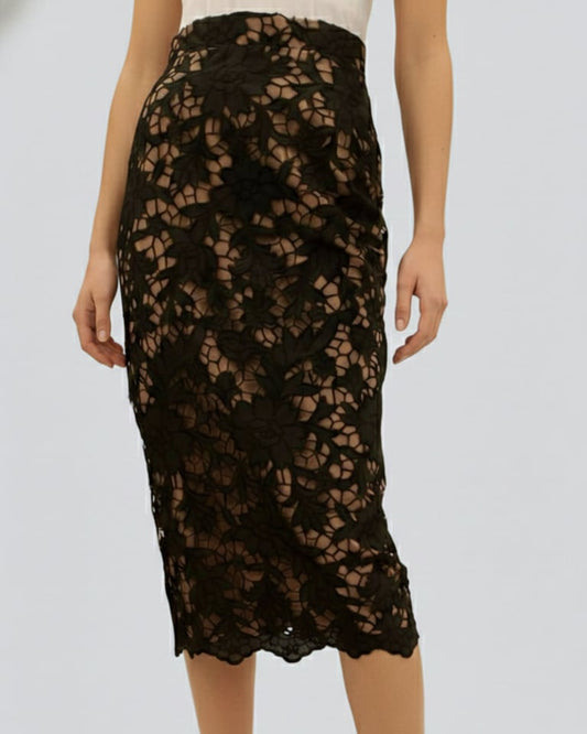 Lace Pencil Skirt Back Slit