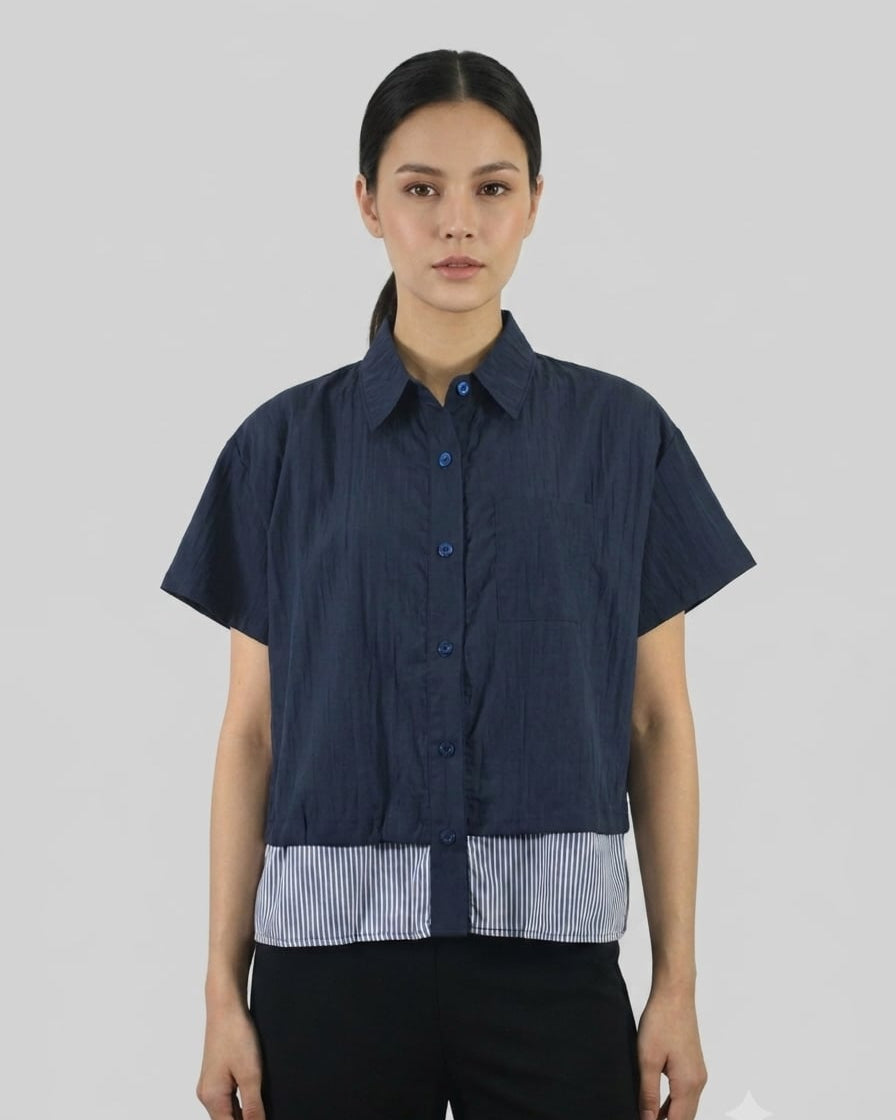 Buttondown with Stripe Hem