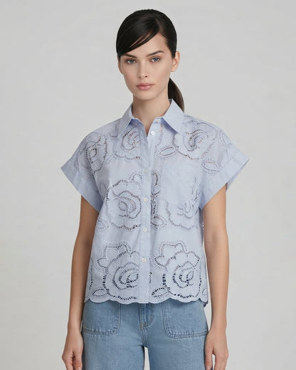 Buttondown Lace Top
