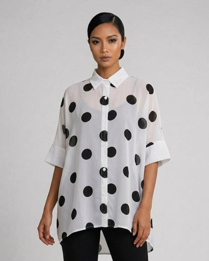 Oversize Polka Dot Buttondown