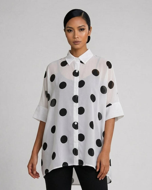 Oversize Polka Dot Buttondown
