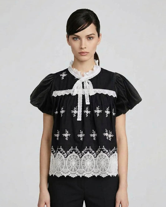 Lace Hem Puffsleeve