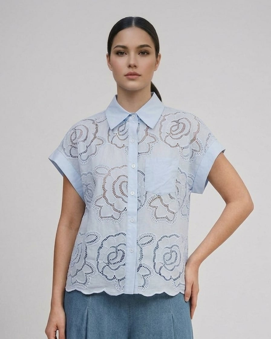 Buttondown Lace Top