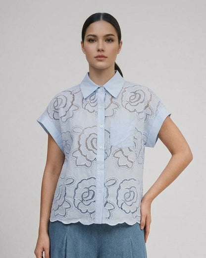 Buttondown Lace Top