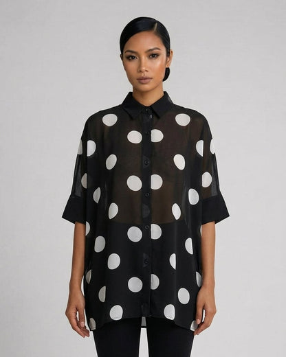Oversize Polka Dot Buttondown