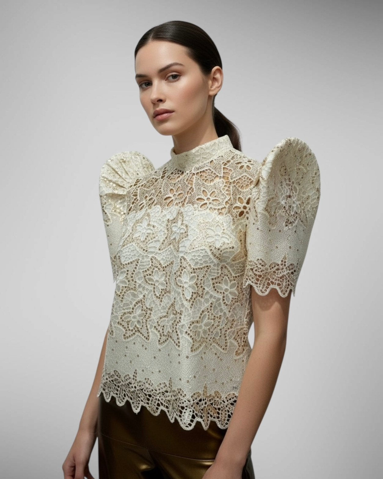 Sequined Stand Collar Terno