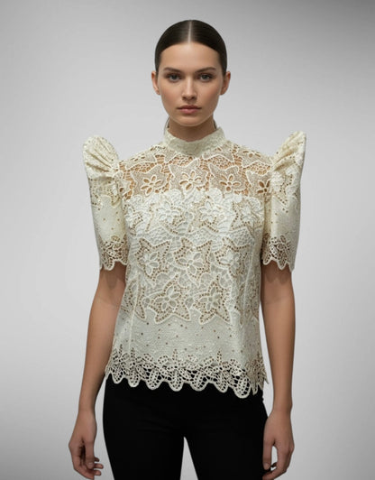 Sequined Stand Collar Terno