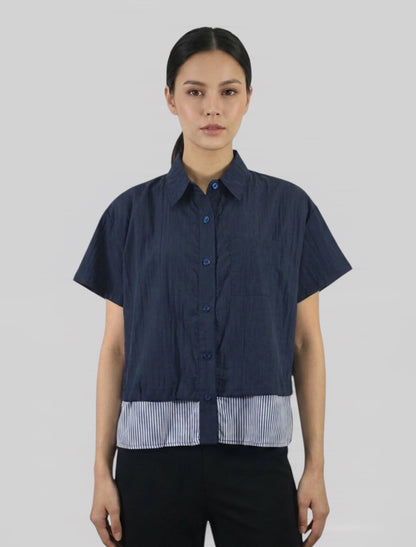 Buttondown with Stripe Hem