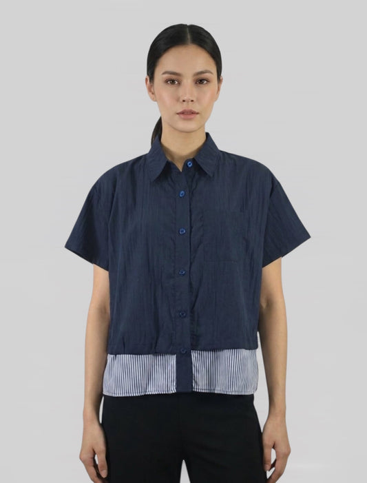 Buttondown with Stripe Hem